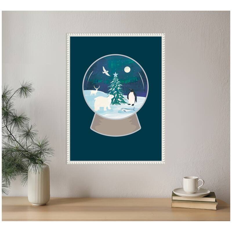 Kate and Laurel Sylvie Beaded Northern Lights Framed Canvas by Teju Reval