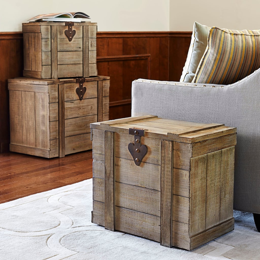 Antiqued Decorative Trunk with Hinge and Lid