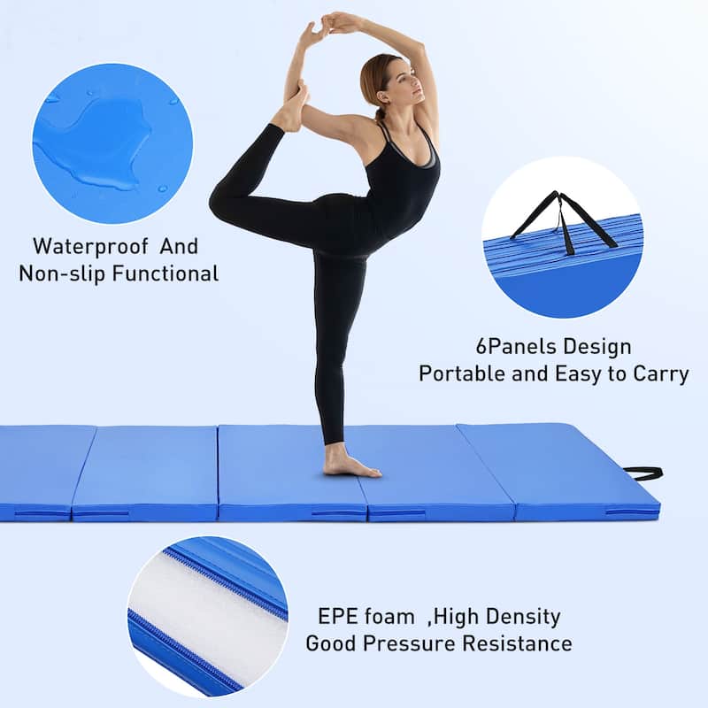Zenova Gymnastics Mat 4FT x 8F Folding Exercise Mat 6 Panel Thick Tumbling Mats - 8FT