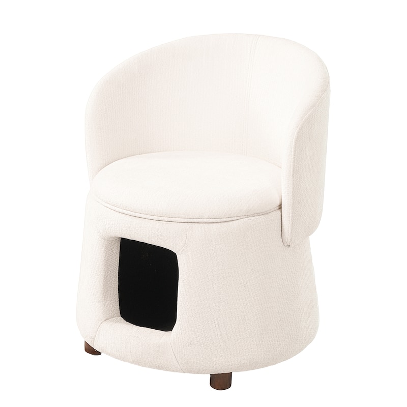 Christopher Knight Home - Modern 2-in-1 Acacia Upholstered Accent Chair with Hidden Pet-Friendly Nook & Convertible Storage Seat