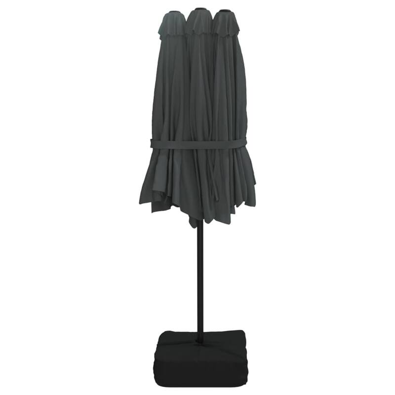 Double-Head Garden Umbrella with LED Lights - 176.8 x 176.8 x 96.5 in