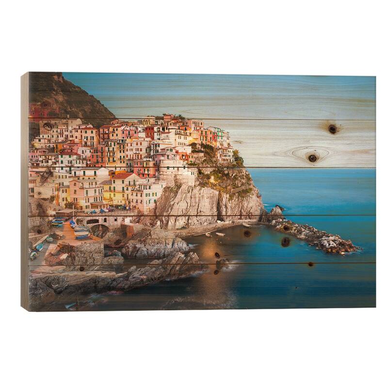 Mediterranean Town I Print On Wood by Matteo Colombo - Multi-Color - 26x40x1.5