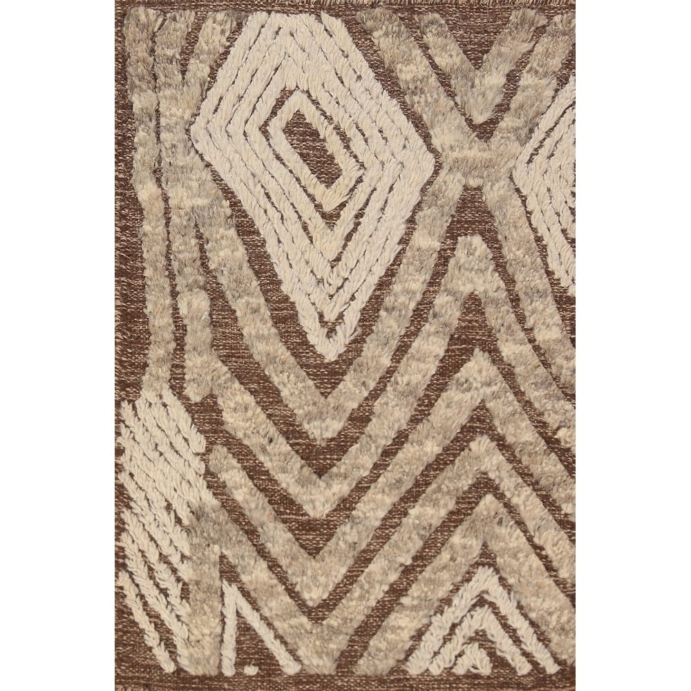 Geometric Moroccan Indian Accent Rug Handmade Wool Carpet - 2'0"x 3'0"