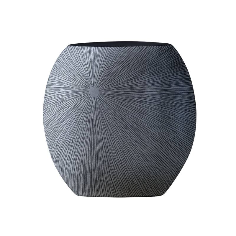 Aria Home Gray Oval Polyresin Vase Modern Sculptural Home Decor Accent - Grey
