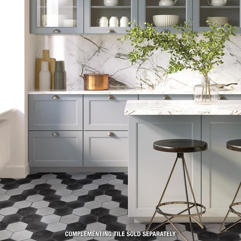 Merola Tile Industrial Hex Silver 8-1/2" x 9-7/8" Porcelain Floor and Wall Tile