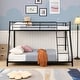 preview thumbnail 2 of 5, Twin over Full Metal Bunk Bed with Ladder and Fence for Kids