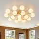 preview thumbnail 27 of 26, Modern 11-Light Frosted Glass Globe Wavy Arm Sputnik Semi-flush Mount 40.2in - Brass