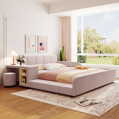 Queen Size Anti-collision Mother & Child Bed Sleigh Bed Platform Frame