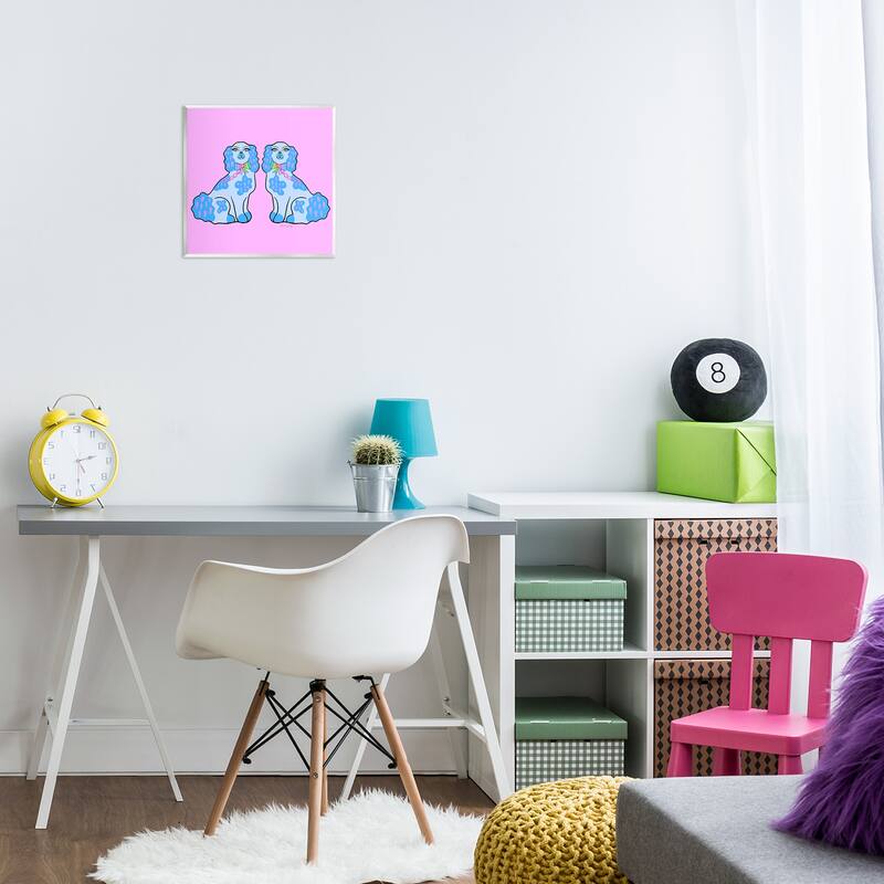 Stupell Funky Dogs Blue & Pink Wall Plaque Art Design By Katie Conley