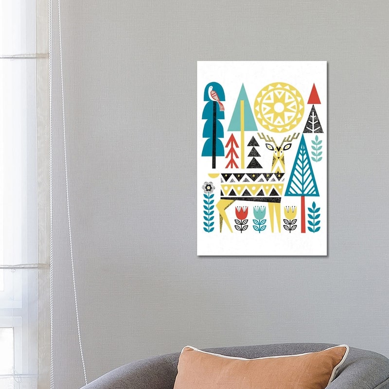 iCanvas "Folk Lodge (Deer II)" by Michael Mullan Canvas Print - 26x18x1.5