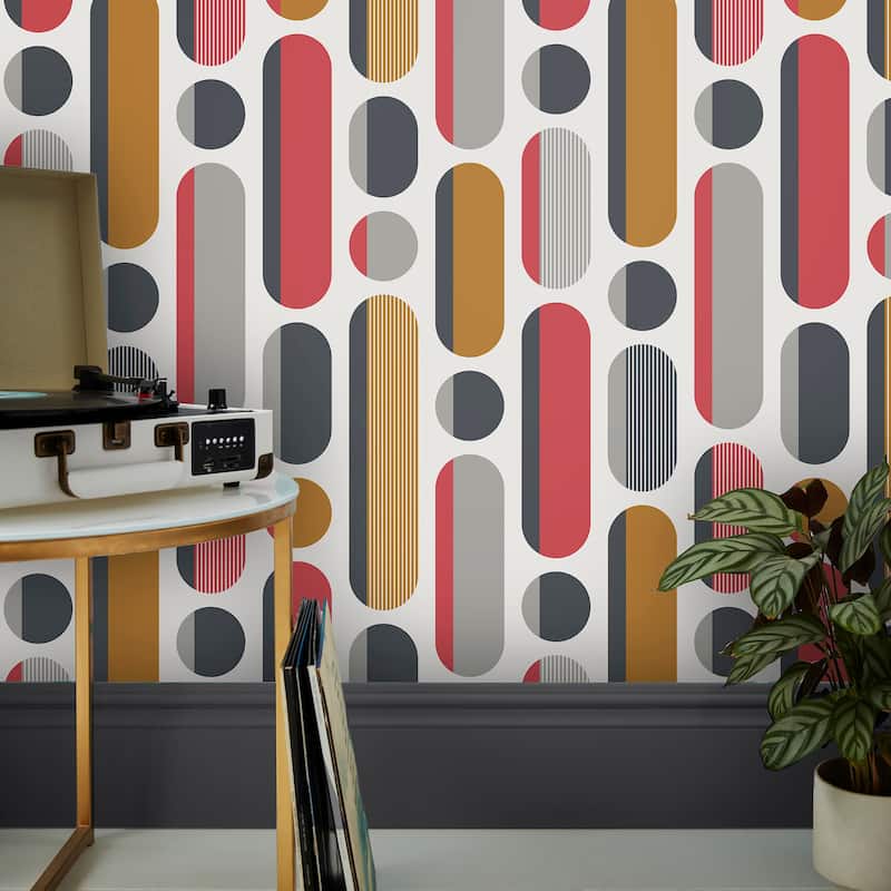 Envy Morse Red and Grey Removable Wallpaper