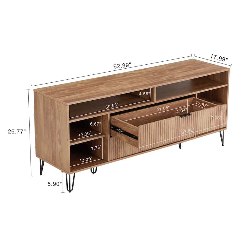 Manhattan Comfort Dumbo Mid-Century Modern TV Stand with 6 Shelves