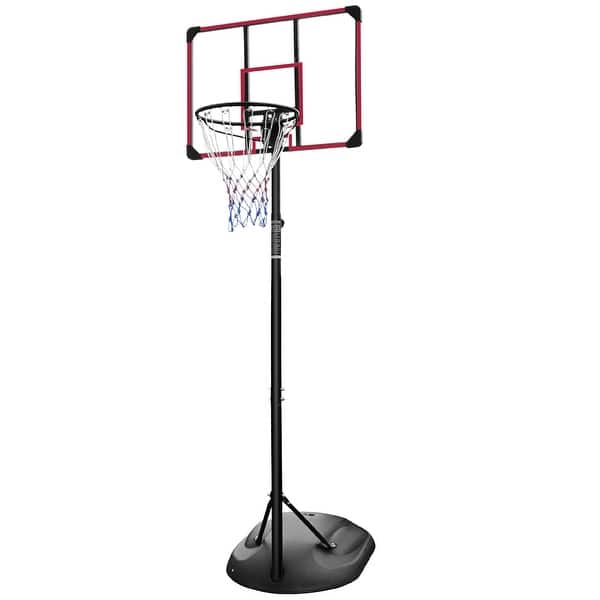 slide 2 of 8, Roomfitters Adjustable Basketball Hoop System, Portable 7.5-9.2ft with 32 Inch Backboard and Wheels for Indoor Outdoor Red