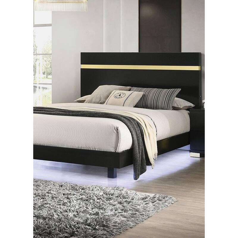 Queen Size Modern Bed Frame with Underbed LED, Acrylic Trim, and Dust Proof Cases