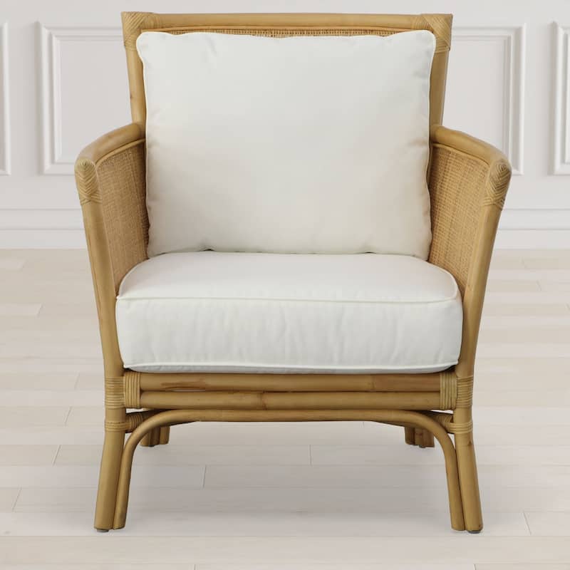 Woven Rattan Accent Chair with Cushions - 33" - Brown and White