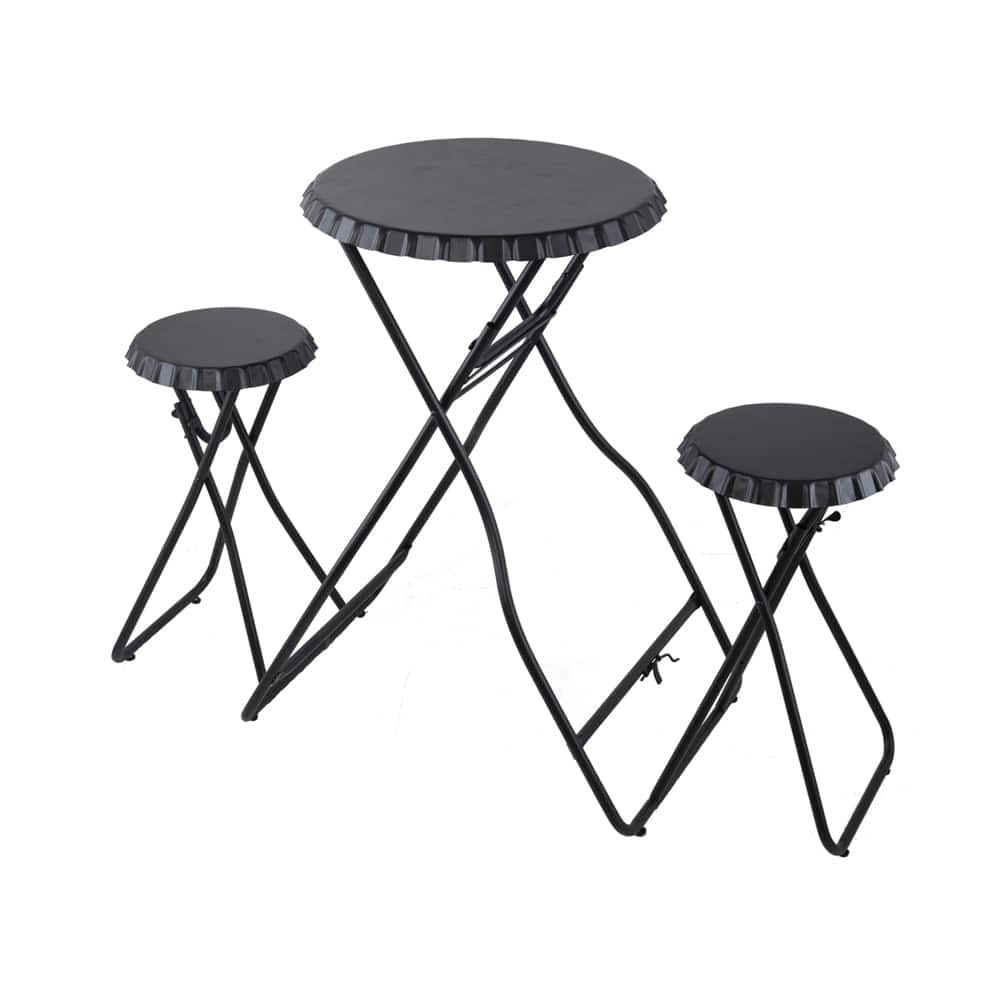 2-in-1 Industrial Foldable Side Table Set with Foldable Legs