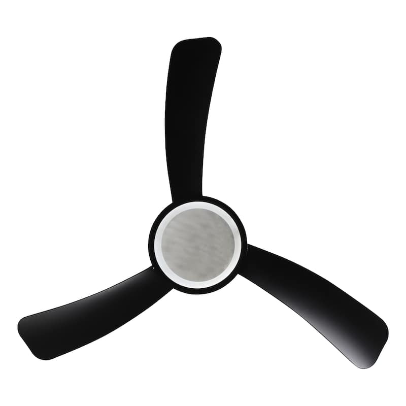 52-inch Black ABS 3-Blade Modern Propeller LED Ceiling Fan with Remote - 52 inches