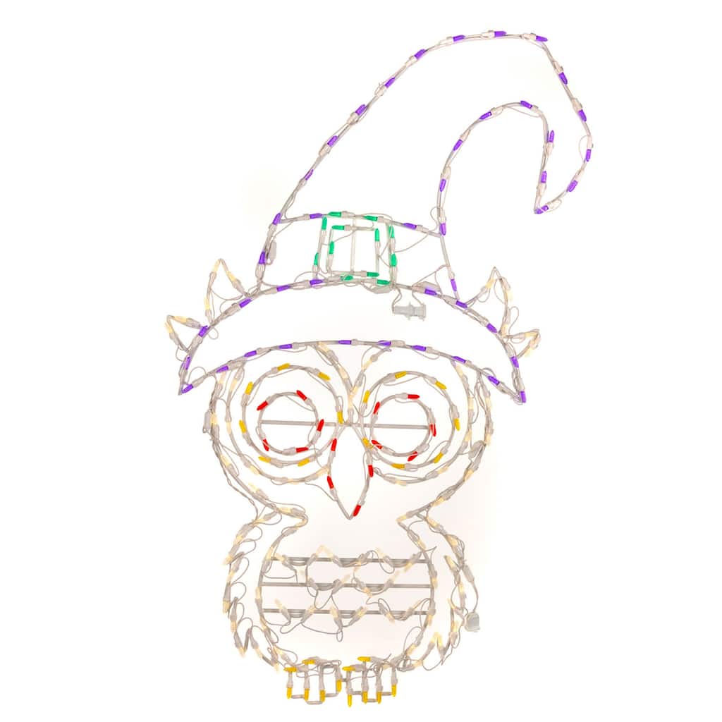 LED Lighted Witch Owl Outdoor Halloween Decoration - 45"