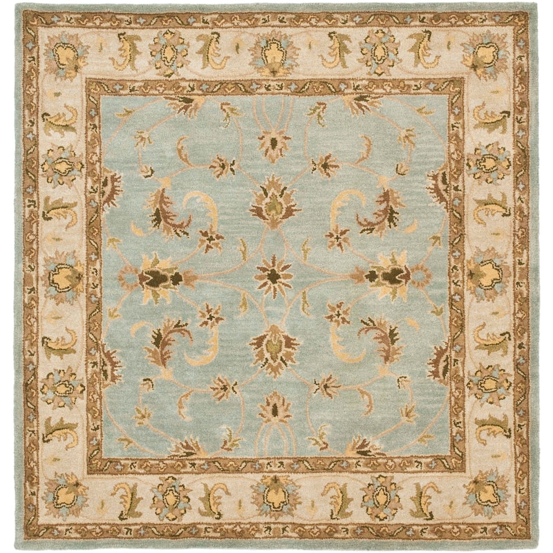 SAFAVIEH Handmade Heritage Turtoise Traditional Oriental Wool Rug - 6' Square - Light Blue/Beige