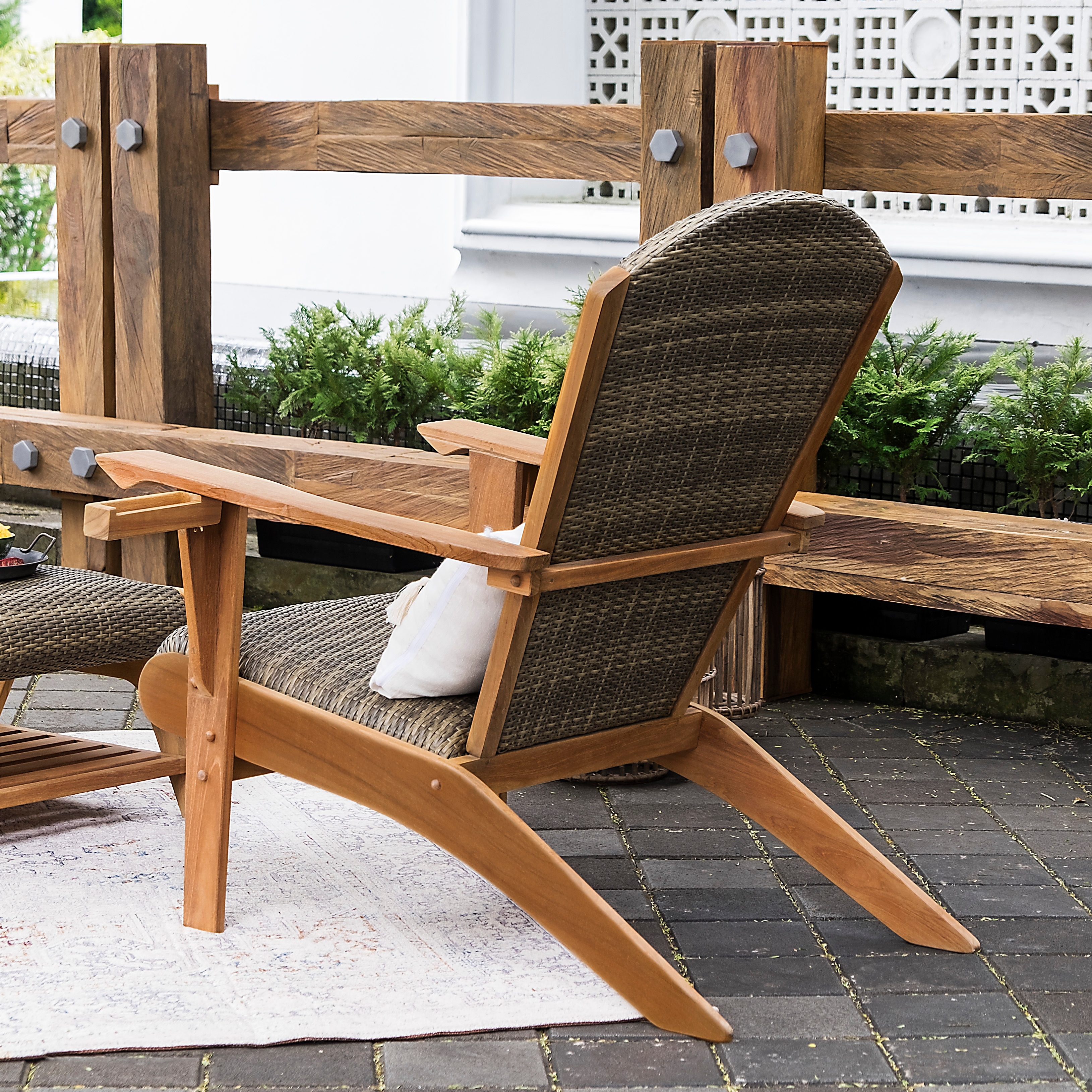 Cambridge Casual Auburn Upholstered Teak Outdoor Adirondack Chair