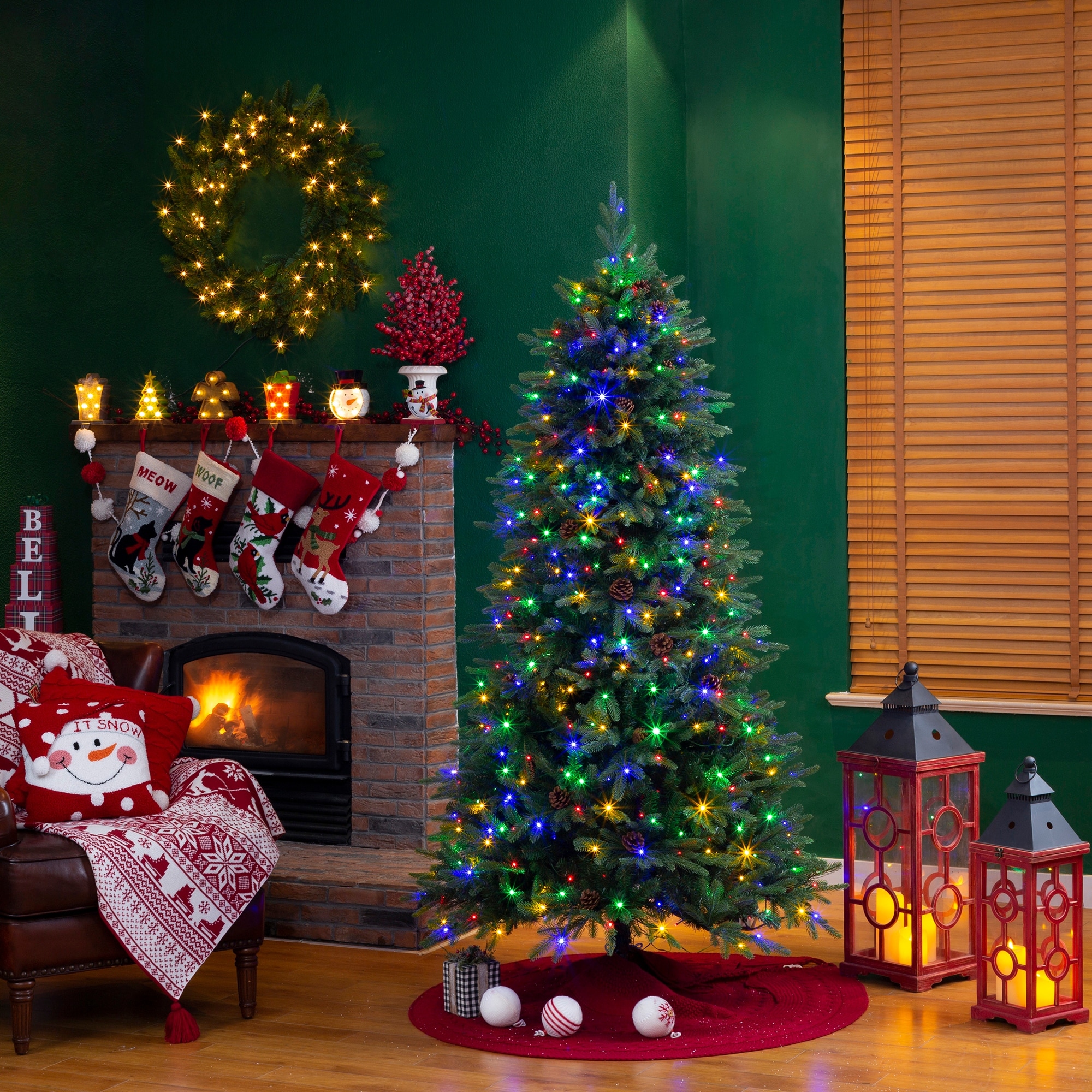 Shop Glitzhome Pre Lit Green Fir Artificial Christmas Tree With Led Warm Lights And Remote Controller On Sale Overstock 31721233