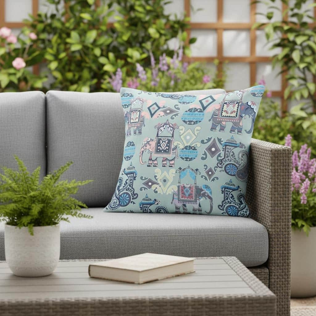 HomeRoots Set of Two 16" X 16" Gray and Pink Elephant Blown Seam Eclectic Indoor Outdoor Throw Pillow - 16.00' X '16.00' X '5.00