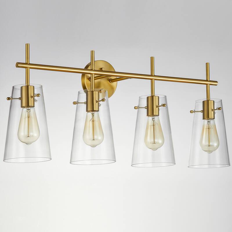 KAWOTI 4-Light Modern Bathroom Vanity Light with Glass Shade