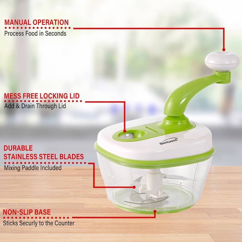 2 Quart 3 Stainless Steel Blade Manual Opertation Food Processor in Lime