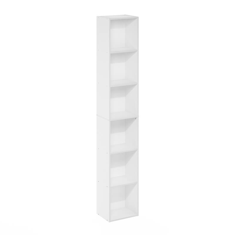 Furinno Luder 6-Tier Open Shelf Bookcase, Amber Pine - White