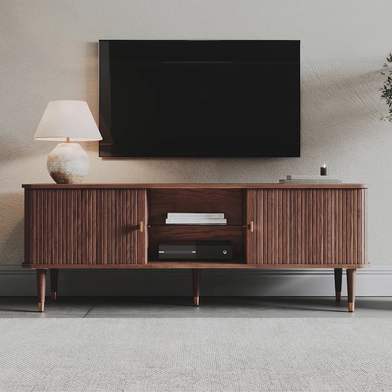 Studio London Murray Mid-Century Modern Walnut Cabinet TV Stand