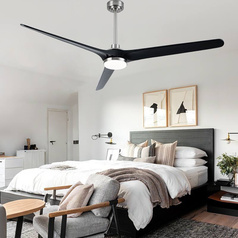 Bella Depot 72" Nickel 3-Blade Large Ceiling Fan with LED Light