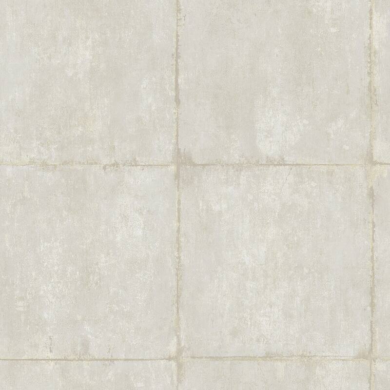 Seabrook Designs Koi Great Wall Blocks Unpasted Wallpaper - 27 in. W x 27 ft. L - Metallic Silver and Gray