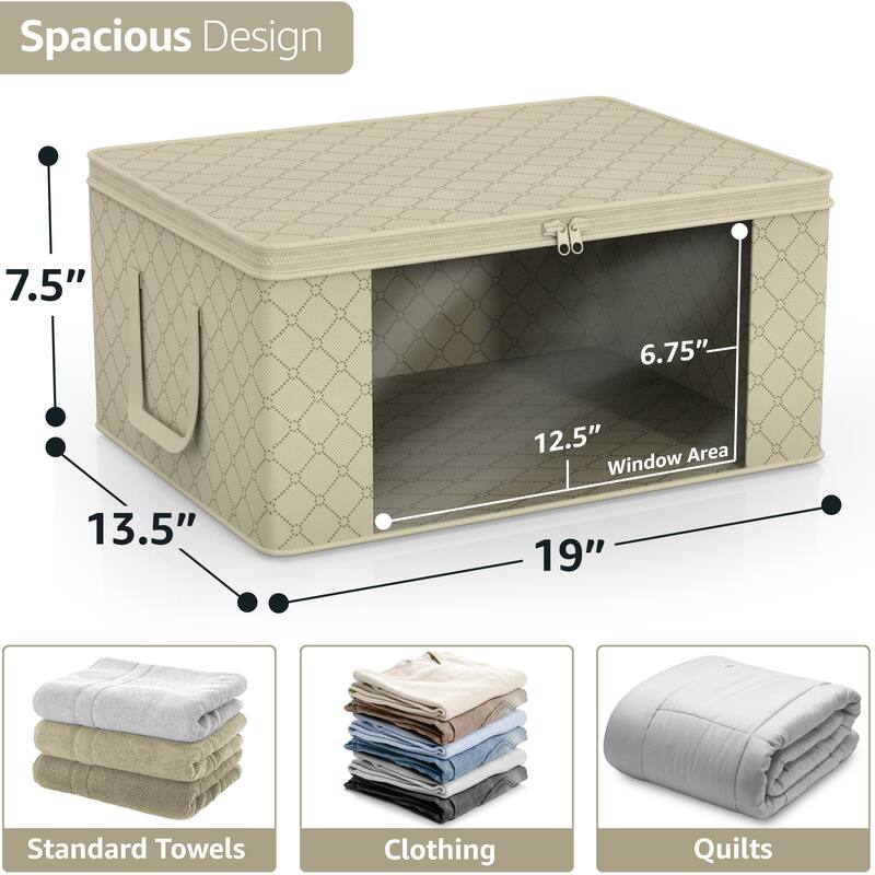 Sorbus Medium Clothes Storage Bags with Window, Lids, and Handles 8 Pack - 19"L x 13.5"W x 7.5"H