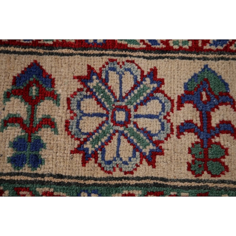 Traditional Blue Kazak Area Rug Handmade Wool Carpet - 5'1" x 6'10"