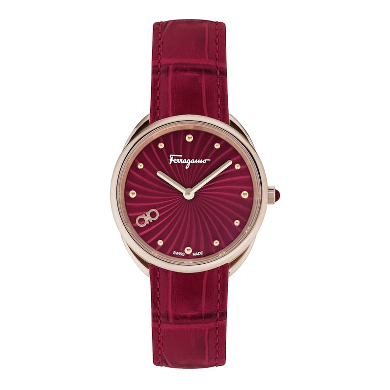 Ferragamo Women's Cuir 34mm Quartz Watch SFYN01122 - Burgundy - One Size