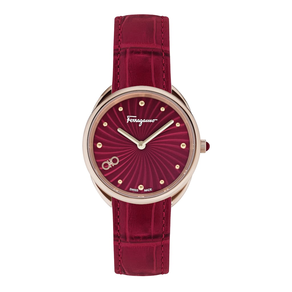 Ferragamo Women's Cuir 34mm Quartz Watch SFYN01122 - Burgundy - One Size