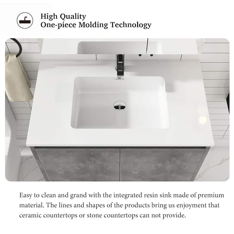 30-inch Freestanding Bath Vanity with Cultured Mable Top