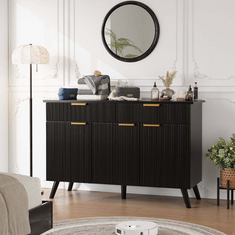 Gymojoy Sideboard Buffet Cabinet Storage, Modern Buffet with 3 Doors & 2 Drawers, Adjustable Shelves for Kitchen, Living Room