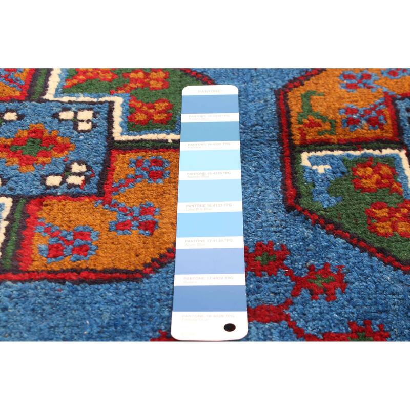 ECARPETGALLERY Hand-knotted Uzbek Kargahi Blue Wool Rug - 4'0 x 6'2