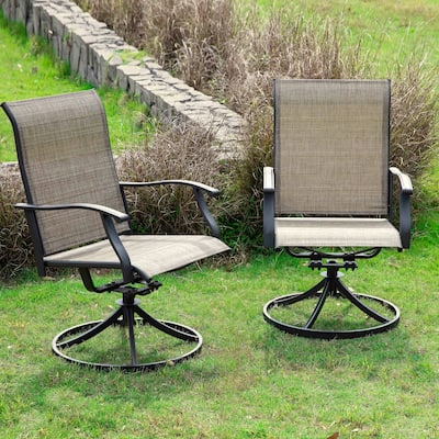 Outdoor 2-Piece Patio Swivel Chair Set, Textilene Fabric, Iron Frame