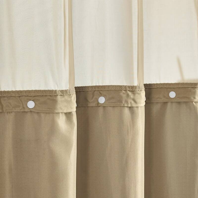 Cotton Blend Honeycomb Waffle Shower Curtain with Snap-in Liner
