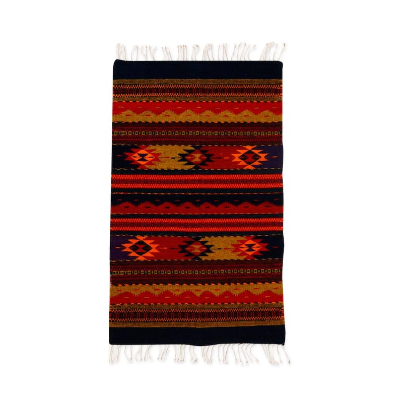 Handmade Sierra Meadows Zapotec wool rug (Mexico ) - Big