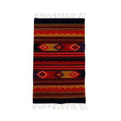 Handmade Sierra Meadows Zapotec wool rug (Mexico ) - Big