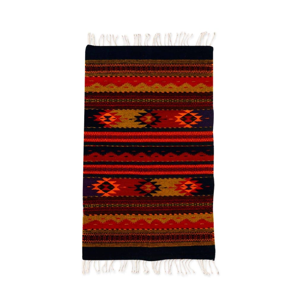 Handmade Sierra Meadows Zapotec wool rug (Mexico ) - Big
