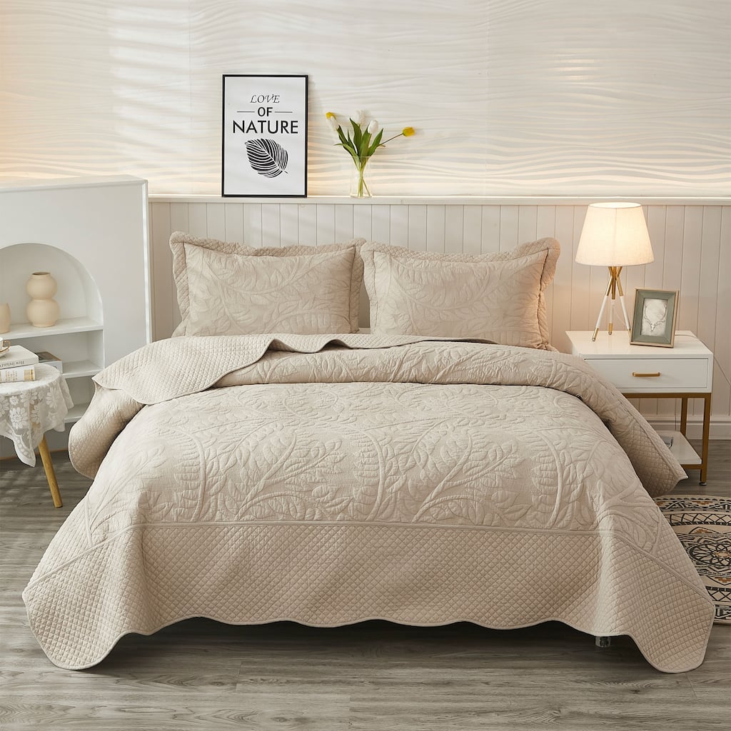 MarCielo 3 Piece Cotton Oversized Bedspread Quilt Set Tmonica