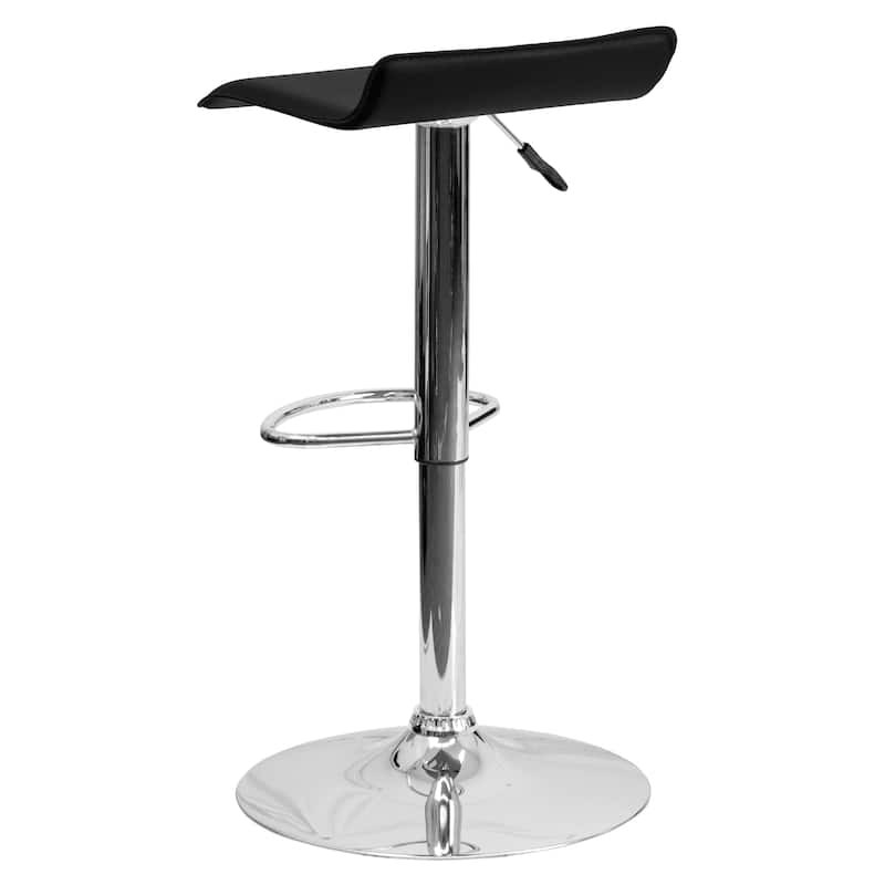 2 Pack Contemporary Vinyl Adjustable Height Barstool with Solid Wave Seat - 15"W x 15"D x 25.5" - 34"H