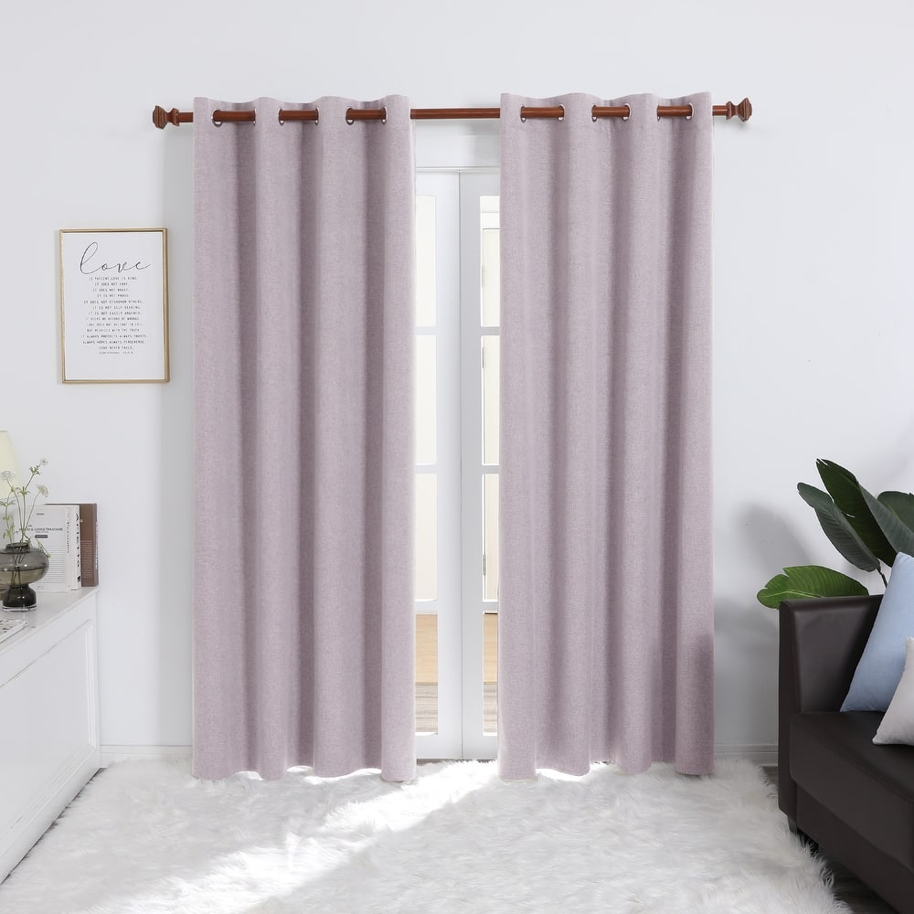 Deconovo Total Blackout Faux Linen Curtains 2 Panels