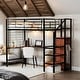 preview thumbnail 22 of 38, Artsy Twin Size Metal Loft Bed with Desk and Metal Grid, Stylish Metal Frame Bed with Lateral Storage Ladder and Wardrobe, White