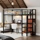 preview thumbnail 22 of 38, Twin Size Metal Loft Bed with Desk, Metal Grid and Wardrobe, White