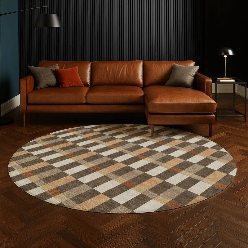 Machine Washable Indoor/ Outdoor Modern Chanute Chantille Rug